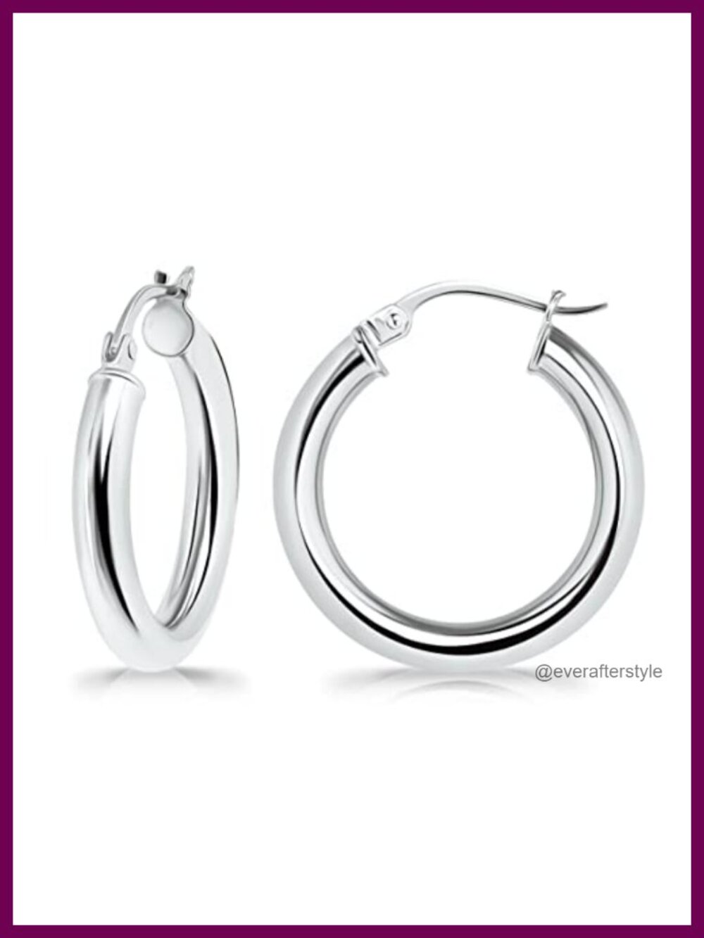 Sterling Silver Polished Round-Tube Hoop Earrings 3mm Wide